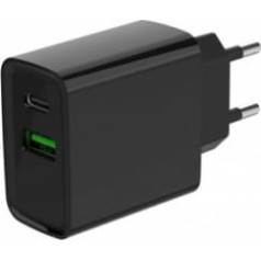 Powerdelivery USB-A USB-C 20W charger, black