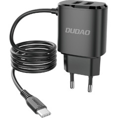 Dudao A2ProT lādētājs 2 x USB | 12 W + kabelis USB-C (melns)