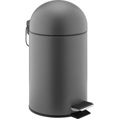 Navaris Cosmetic Bin with Ball Lid 3 L - Removable Bin with Inner Bucket - Bathroom Bin with Soft-Close Lid and Foot Pedal - Dark Grey