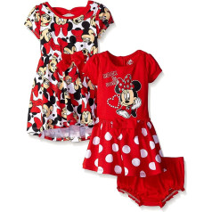 Disney Baby Girls kleitas Minnie Mouse, 0-3 mēneši, rozā/zila (2 iepakojumā) - sarkana