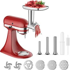 Coolcook gaļasmašīnas stiprinājums KitchenAid statīvam mikserim, KitchenAid gaļas maļamā mašīna, ieskaitot 3 desu pildījumu, gaļasmašīnas rezerves daļas, viegli lietojamas un tīrāmas