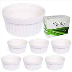 Yuauy 6 Stück Soufflé-Schalen, Auflaufförmchen, Dipp-Soßen, Backen und Kochen, Backformen, Schalen, weiß, für Pudding, Deserti, Creme