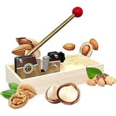 TONIJAWES Nutcracker, suitable for the elderly, walnut, effortlessly opens hard-shell nuts, a gift for nut lovers, wooden tray with non-slip rubber feet.