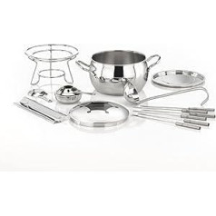 APS Fondue and Feuerzangenbowle Set, Sugar Tongs, Fire Tongs, Fondue Pot, Stainless Steel Lid, Highly Polished, Frame, Chrome-Plated, Ladle, For Approx. 2.2 Litres of Liquid, Diameter 22 cm, Height 23 cm