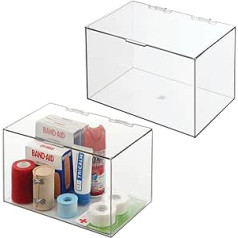 mDesign Cosmetic Organizer — Praktiska plastmasas kosmētikas glabātuve ar pārslēdzamu vāku — Saliekama plastmasas kastīte kosmētikas un kosmētikas uzglabāšanai — 2 komplekts — caurspīdīgs