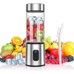 Mixer Smoothie Maker to Go — pārnēsājams mikseris elektrisks nerūsējošā tērauda uzlādējams pārnēsājams blenderis ar 6 asmeņiem, mini blenderis ledus smalcinātāja smūtija mikseris ceļojumiem, birojam un sportam