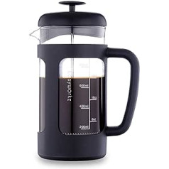 Easyworkz French Press 1000 ml kafijas automāts Kafijas spiede ar borsilikāta stiklu, neslīdošs, mīksts rokturis, melns