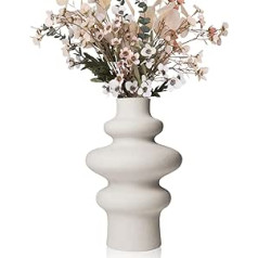 Enkinil Ceramic Vase for Home Decor, Modern Vase for Flowers, Mini Vase, Pampas Vase, Centerpiece, Dinning Table, Living Room and Office Shelf Decor, Bud Vase, Off-White Vase, Wedding House Warming