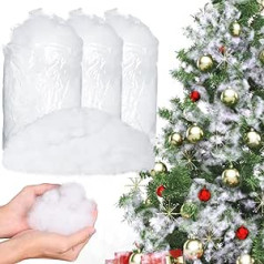 Herefun Christmas Artificial Snow Decoration, Pack of 3 Artificial Snow Blanket, Fluffy Snow Fibre Fake Indoor, Snow Fibre Fluffy, Simple Christmas Decoration for Christmas Tree