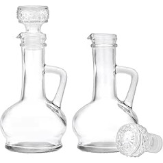 SUMNACON 2 Stück Glas Öl Essig Flasche mit Ausgießer Klar Olivenöl Spender Menage Flasche Essig Spender Set Ausgießer Stopper Topf für Olivenöl Essig Sirup Salat Wasser