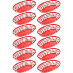 Cabilock Pack of 12 Serving Baskets, Bread Basket, Fruit Basket, Snack Bowl, Reusable, Stackable Chips Basket, Vegetable Basket, Snack Plates, Finger Food Bowls for Picnic, Appetizer