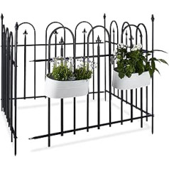 Relaxdays Gartenzaun Metall GOTH Komplettset 4,8 m, Metallzaun aus Eisen, 4 Zaunelemente 90 x 120 cm, anthrazit, schwarz