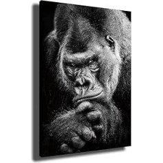 Attēli uz audekla Abstract Smoking Gorilla Monkey Smieklīgs dzīvnieku attēlu plakāts un izdrukas Sienas mākslas glezna viesistabai Dzīvnieku audekla glezna Moderna apdare (ar rāmi B, 16 x 24 collas)