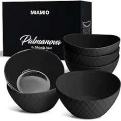 MIAMIO 6 x 800 ml - Bļodiņu komplekts/ Graudaugu bļodu komplekts - Modernas Bļodas Matēts - Lielu Bļodu Komplekts - Palmanova Collection (Melns)