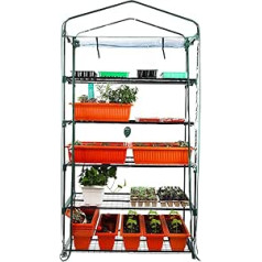 JonesHouseDeco Upgrade Plašāki 5 līmeņu siltumnīcas dārzeņi 102 cm x 49 cm x 193 cm pārnēsājams mini siltumnīcas augs iekštelpām un āra caurspīdīgs PVC pārsegs Roll Up Zip