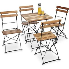 Relaxdays Gartenstuhl 4er Set, klappbar, Metall, Naturholz, ohne Armlehnen, H x G x G: 84 x 42 x 44 cm, naturfarben