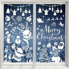 Christmas Window Stickers, 300 Pieces Christmas Window Decoration Snowflake Christmas Window Stickers Reusable Christmas Decoration for Window Home Office Decoration