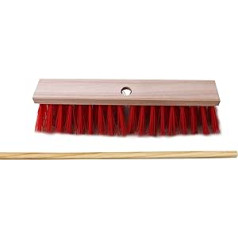 Street Broom Yard Broom Elastic Red with Handle Hole Including Handle (1 Piece, 40 cm)