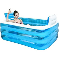 Adults’ Inflatable Thickened Swimming Pool, Spa, Bathtub, Double Bathtub, Folding Bath, Polyvinyl Chloride (PVC) + Foot Pump