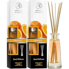 Istabas smaržu difuzors Apelsīns 2х100 ml - Istabas aromāts ar dabīgu apelsīnu ēterisko eļļu - Difuzors ar kociņiem - Aromterapijas difuzors - Boutique - Restorāns - Istabas aromāts - Niedru difuzors