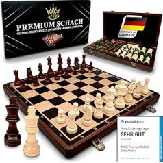 APEQi® Premium Chess Game Koks Augstas kvalitātes masīvkoks 38 x 38 cm 2 Papildu Dāvanu Ideja Elegants šaha dēlis Koks Augstas kvalitātes saliekamā šaha kaste ar šaha figūriņām šaha komplekts