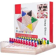 XWZJY Chinese Checkers Hexagon Wooden Chessboard Game Educational Colourful Lady Set for up to 6 Players (32 x 27.5 cm)