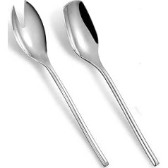 KEAWELL Deluxe 2-Piece 25 cm Salad Servers, 18/10 Stainless Steel Salad Serving Set, Salad Spoon and a Salad Fork