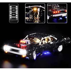 cooldac LED apgaismojuma komplekts Lego 42111 Technic Fast & Furious Dom's Dodge lādētājam, tālvadības pults LED gaisma saderīga ar Lego 42111 Technic Dom Dodge lādētāju (tikai gaismas, nav Lego modeļu)