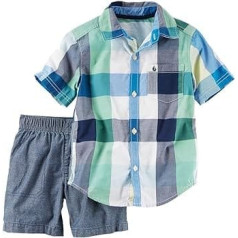 Carter's Baby Boys 2 daļīgs rūtains pogām priekšpusē un Chambray Short, 9 mēneši