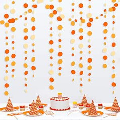 117m Orange Circle Dots Garland Party Decorations Hanging Paper Polka Dot Streamers for Birthday Hen Night Engagement Wedding Baby Bridal Shower Harvest Holiday
