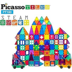 PicassoTiles 180 daļ. komplekts 180 daļ. komplekts rotaļlietu būvēšanas komplekts magnētiski celtniecības bloki skaidras krāsas magnētiski 3D būvniecības spēļu dēļi izglītojoši bloki radošums