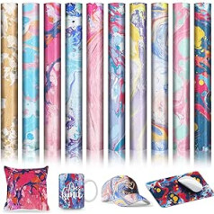 Infusible Transfer Ink Sheets, Cysincos Sublimation Transfer Paper for Cup, Press, Coaster, Bag, T-Shirt Pillow, DIY Sublimation, Blank Product (Watercolour, 10 Pack)