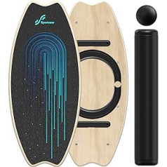 Balance Board Holz, Sportneer Indoorboard Skateboard, Indoor Surfboard Trickboard un Gleichgewichtsboard für Kinder und Erwachsene