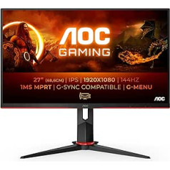 AOC Gaming 27G2 — 27 collu FHD monitors, 144 Hz, 1 ms (1920 x 1080, HDMI, DisplayPort, Free-Sync) melns/sarkans