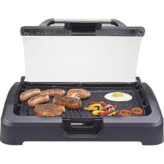 BEPER 90.871 Elektrogrill ar Glasdeckel, beschichtete Grillplatte, Edelstahl, 2200 WATT, schwarz