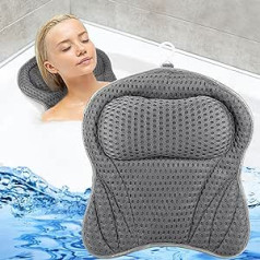 Vannas spilvens, kakla spilvena vanna, 4D sieta vannas spilvena kakls, ergonomisks vannas spilvens vannai ar 8 piesūcekņiem, mājas spa un vannām, mājas spa, atbalsta galva, kakls, mugura