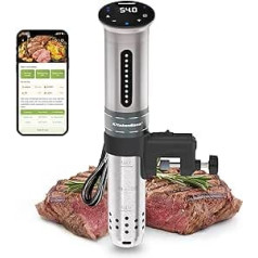 KitchenBoss Sous Vide Stick plīts: 1100 W precīza plīts Wi-Fi Sous Vide Stick lietotnes kontrole Sous Vide stieņa cirkulācija 40℃-90℃ IPX7 ūdensizturīgs LED skārienjutīgs displejs, īpaši kluss niršanas cirkulators