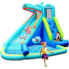 Costway Bouncy Castle Piepūšamais ūdens slidkalniņš Piepūšamais rotaļu baseins Ūdens rotaļu centrs ar slidkalniņu, ūdens atrakciju parka ūdens baseins 400 x 300 x 230 cm