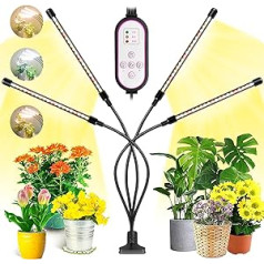 Garpsen Plant lamp LED Full Spectrum, 80 LEDs Plant Light for Indoor Plants with Auto On and Off Timer 3/9/12h, 4 Adjustable Heads with Red and Blue Grow Lamp for Gardening Bonsais