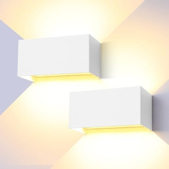 ENCOFT Pack of 2 LED Wall Light Indoor/Outdoor 24 W White Outdoor Light Wall Lamp IP65 Waterproof Outdoor Wall Light 3000 K Warm White, Up Down Light Beam Adjustable for Balcony, Living Room, Bedroom