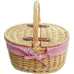Childs Deluxe Picnic Basket with Pink Lining
