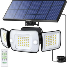 INTELAMP Solar Spotlight with Motion Sensor, 6000 mAh 1200 LM Solar Lights for Outdoor Use with Remote Control, Motion Sensor Outdoor Solar, 4 Modes, 270° Wide Angle Solar Lights for Outdoor Use with