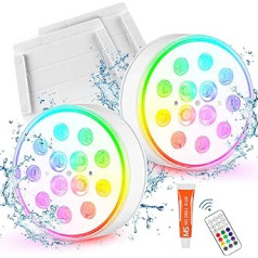 ZWOOS Pool Lighting Underwater Light, Rechargeable Underwater Lighting Multicolour RGB Controller Light Decorative Light for Garden, Aquarium, Bathtub, Pool or Spa