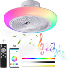 JZCDR RGB griestu lampa ar ventilatoru griestu apgaismojumu ar Bluetooth skaļruni, tālvadības pults lietotni Aptumšojams LED reversīvs griestu ventilators ar gaismu bērnu istabas lampa griestu guļamistabas apgaismojums