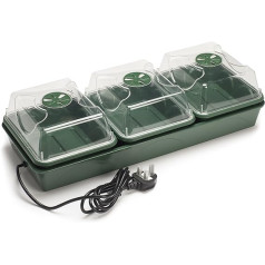 EarlyGrow MPL50034/P Heated Electric Window Sill Propagator with 3 Compartments 54.5 x 21.5 x 14.5 cm Green