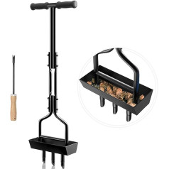 Aerator for Lawns, Manual Lawn Aerator Scarifier Lawn Floor Aeration Tool with Cleaning Tool and Metal Frame for Collection, for Lawn or Yard