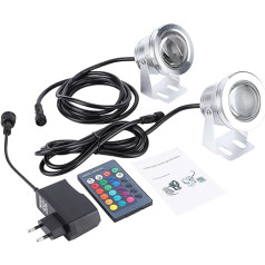 10 W Underwater Light LED Spotlight, 2 Pieces Underwater Lamp IP68 Waterproof RGB LED Underwater Fountain Light Spotlight with Remote Control 2 m Cable for Landscape Pool Pond Aquarium Aquarium