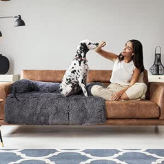 PAWZ Road Fluffy Dog dīvāngulta, Modulāra suņu gulta īpaši lieliem suņiem, Nomierinošs suņu dīvāns, Suņu paklājiņa mēbeļu aizsargs (XL 115 cm, Piemērots mājdzīvniekiem līdz 45 kg, Gunky Grey)