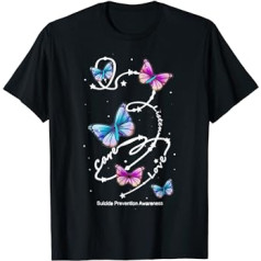 Butterfly Listen Care Love, Suicide Prevention Awareness T-krekls, melns