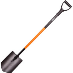 Mivos Ergonomic Carbon Steel Pointed Spade - 124 cm - Gardener Spade with Hardened Pointed Blade and D-Handle - Grave Spade for Hard Stony Soils - Made in EU